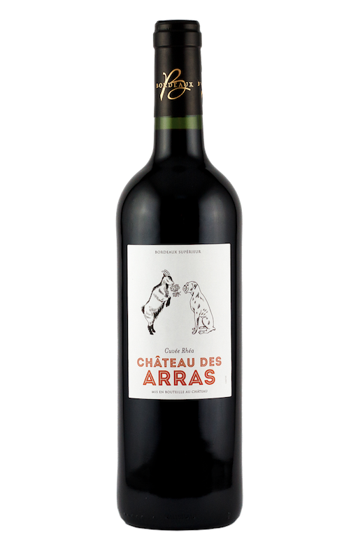 chateau-des-arras-bordeaux-superieur-red-wine-vegan-dog-goat-label